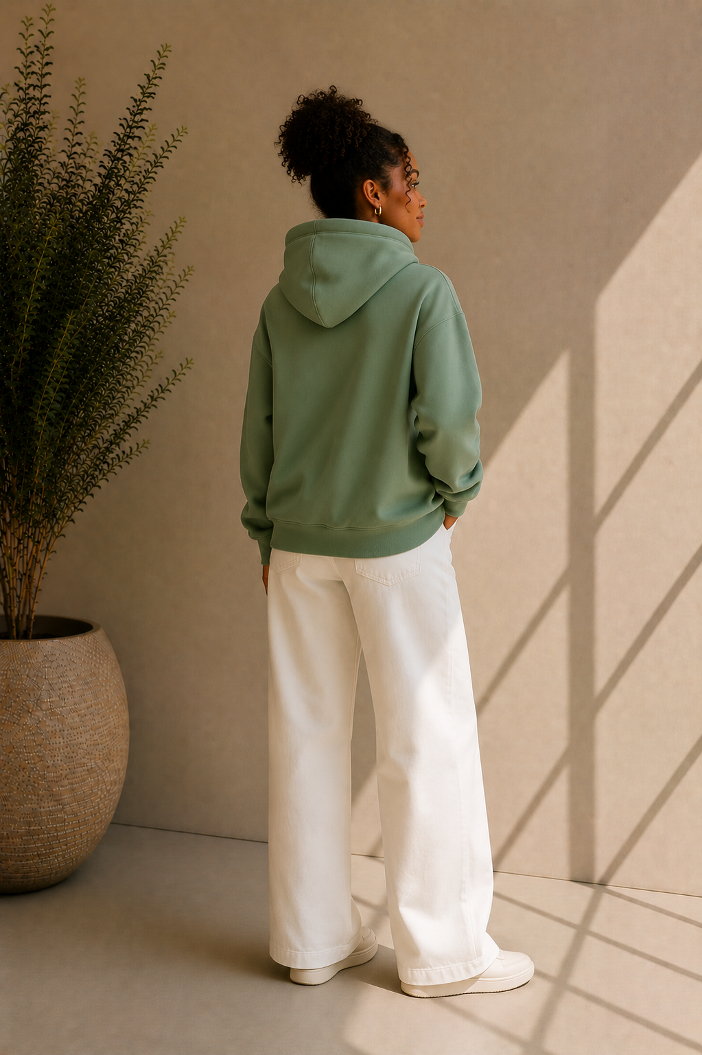 Women's Sage Green Hooded Hoodie
