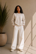 Women's Crewneck Beige Knit Sweater