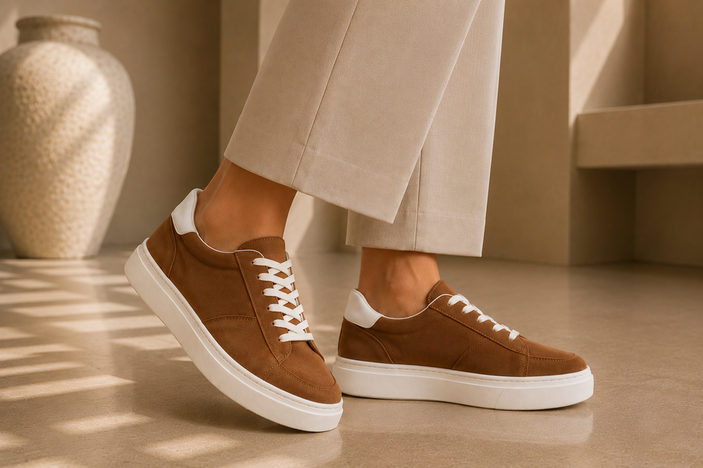 Women's Suede Brown Lace-Up Sneakers