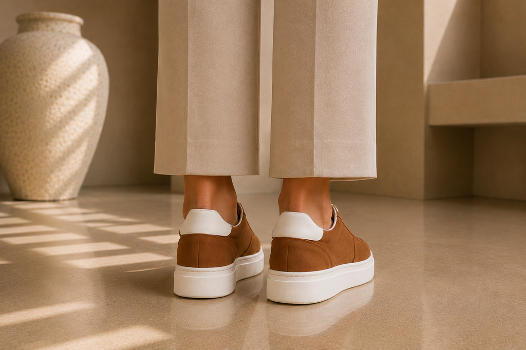 Women's Suede Brown Lace-Up Sneakers