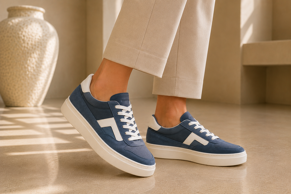 Women's Low-Top Blue Lace-Up Sneakers