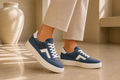 Women's Low-Top Blue Lace-Up Sneakers