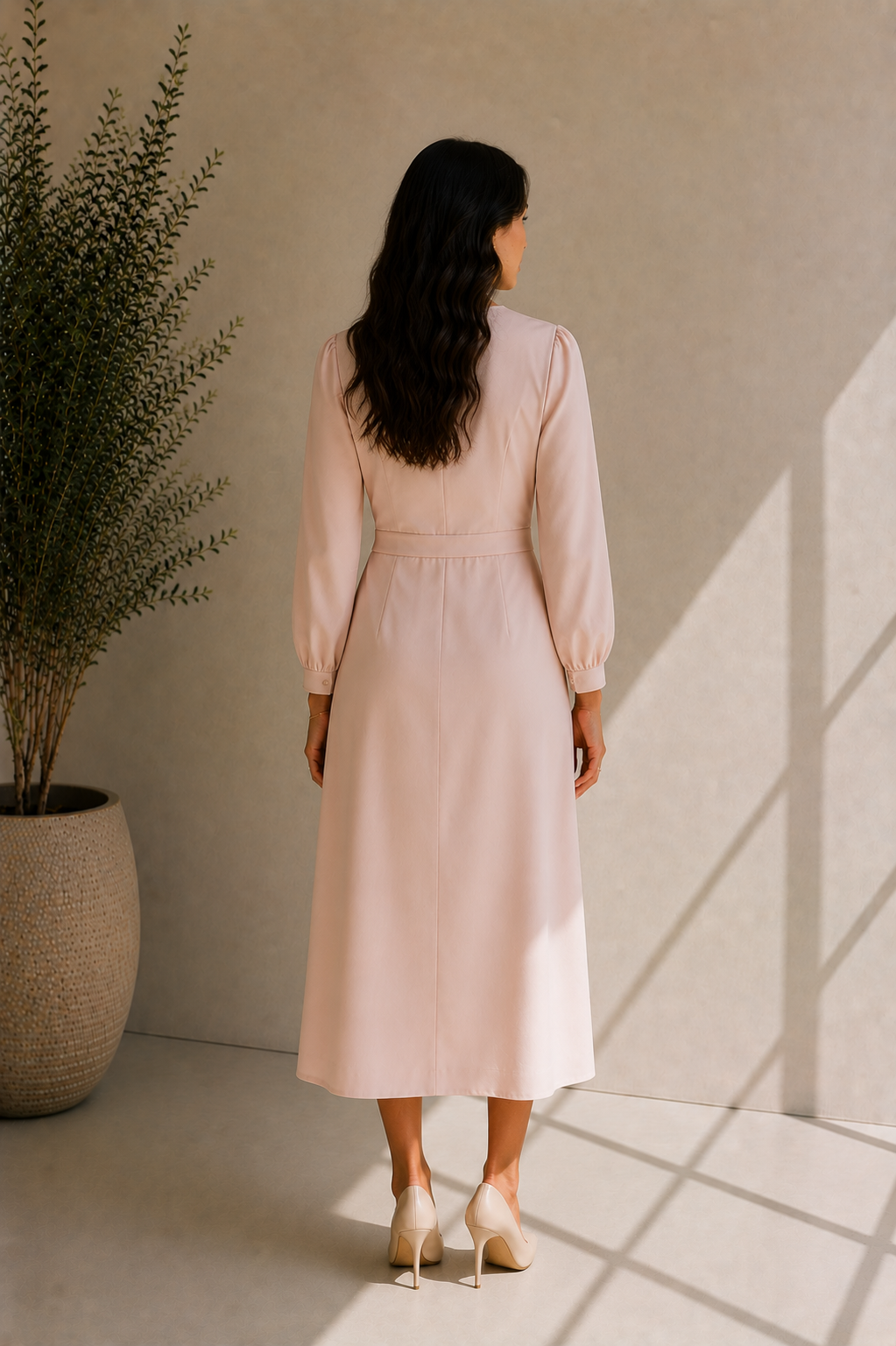 Women's V-Neck Pink Wrap Dress